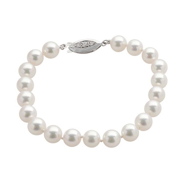 Monogram Initials Bracelet with Cultured White Pearls