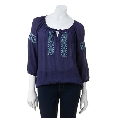 Mudd® Embroidered Peasant Top - Juniors