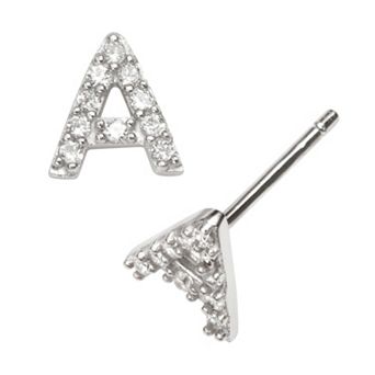 Sophie Miller Sterling Silver Cubic Zirconia Initial Stud Earrings