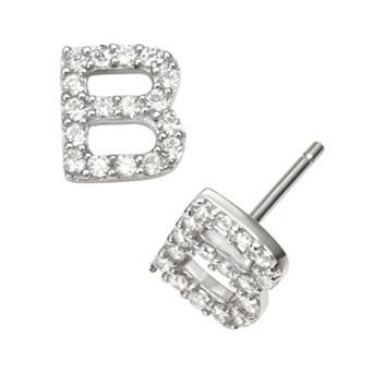 Sophie Miller Sterling Silver Cubic Zirconia Initial Stud Earrings