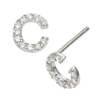 Sophie Miller Sterling Silver Cubic Zirconia Initial Stud Earrings