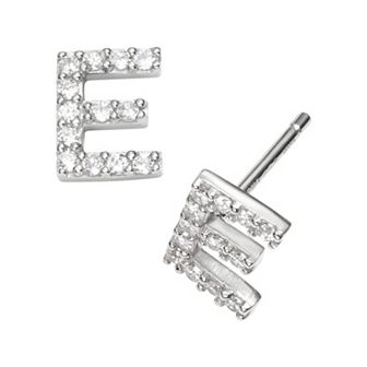 Sophie Miller Sterling Silver Cubic Zirconia Initial Stud Earrings