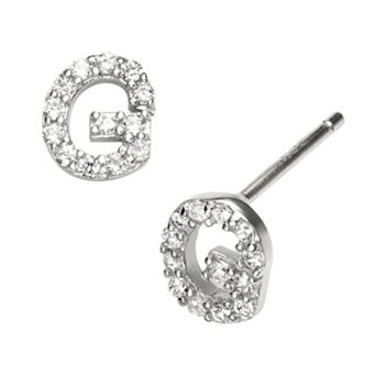 Sophie Miller Sterling Silver Cubic Zirconia Initial Stud Earrings