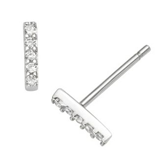 Sophie Miller Sterling Silver Cubic Zirconia Initial Stud Earrings
