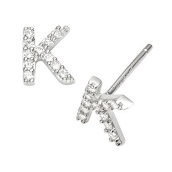 Sophie Miller Sterling Silver Cubic Zirconia Initial Stud Earrings
