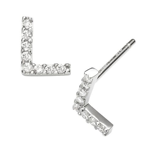 Sophie Miller Sterling Silver Cubic Zirconia Initial Stud Earrings