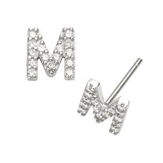 Sophie Miller Sterling Silver Cubic Zirconia Initial Stud Earrings