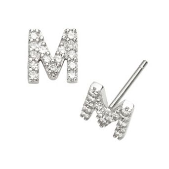 Sophie Miller Sterling Silver Cubic Zirconia Initial Stud Earrings