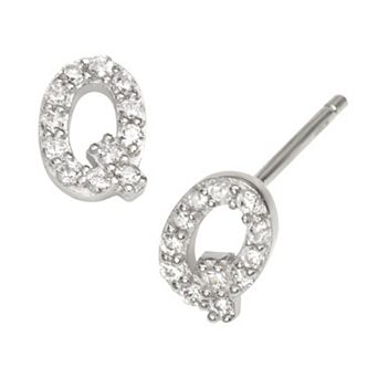 Sophie Miller Sterling Silver Cubic Zirconia Initial Stud Earrings