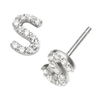 Sophie Miller Sterling Silver Cubic Zirconia Initial Stud Earrings