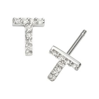 Sophie Miller Sterling Silver Cubic Zirconia Initial Stud Earrings