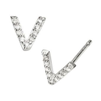 Sophie Miller Sterling Silver Cubic Zirconia Initial Stud Earrings