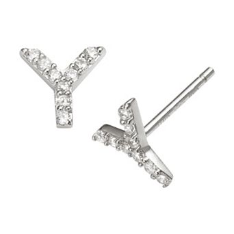 Sophie Miller Sterling Silver Cubic Zirconia Initial Stud Earrings