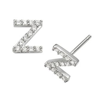 Sophie Miller Sterling Silver Cubic Zirconia Initial Stud Earrings