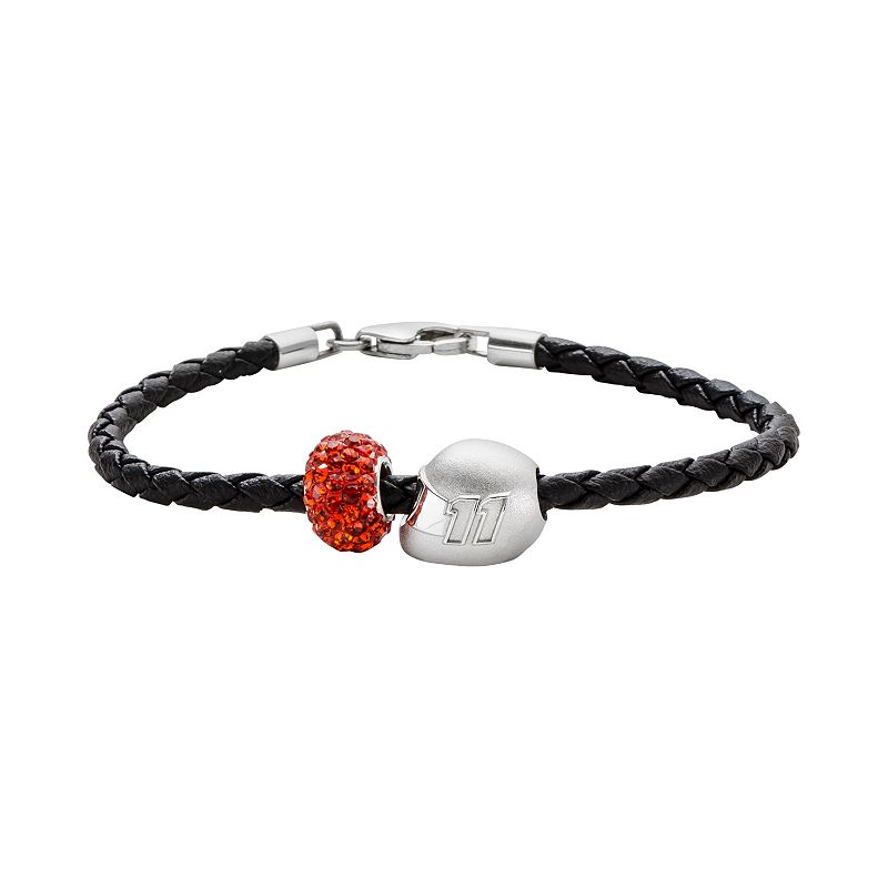 Insignia Collection NASCAR Denny Hamlin Leather Bracelet & Sterling Silver