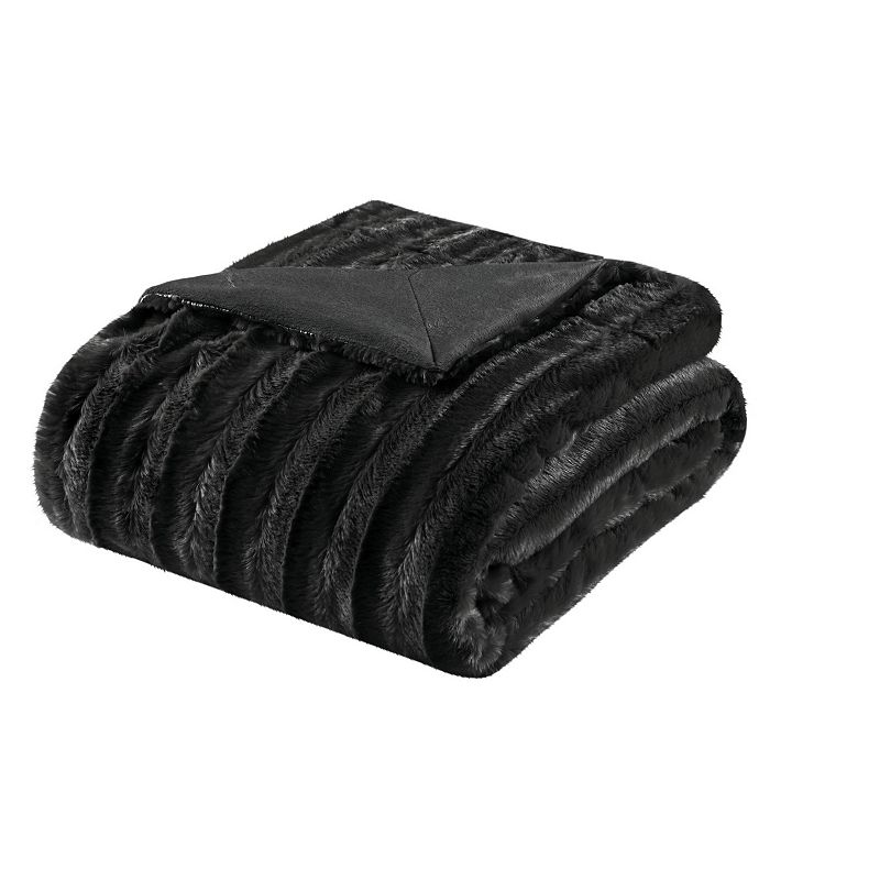 Madison Park Duke Faux-Fur Throw Blanket, Black