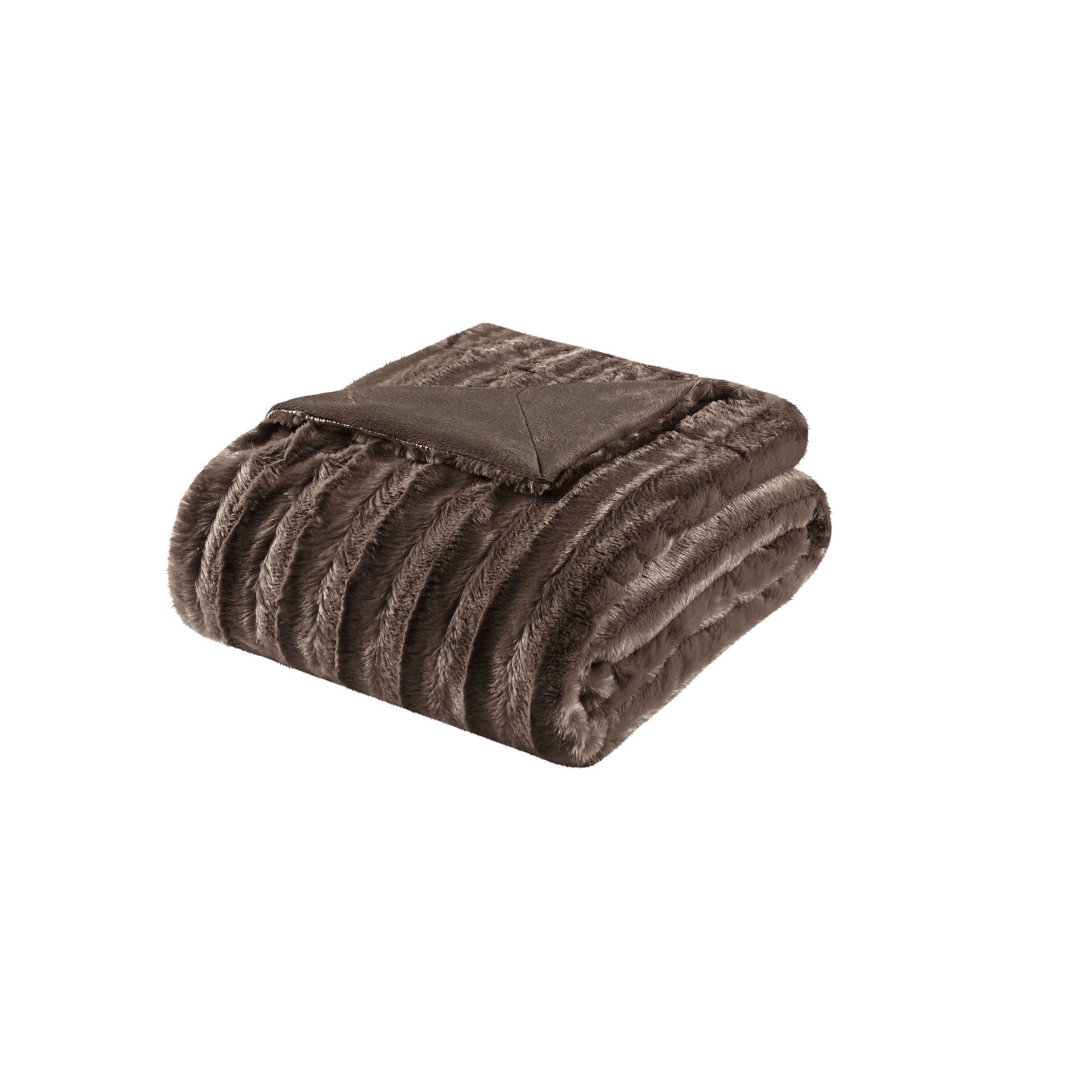 Madison Park Duke Faux-Fur Throw Blanket, Brown