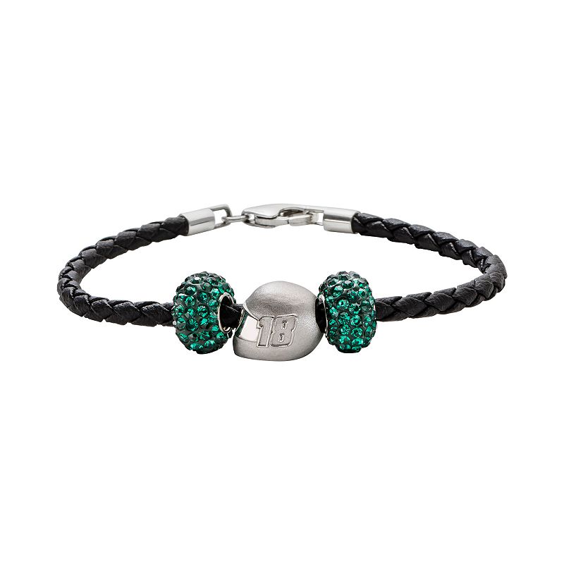 Insignia Collection NASCAR Kyle Busch Leather Bracelet & Sterling Silver He