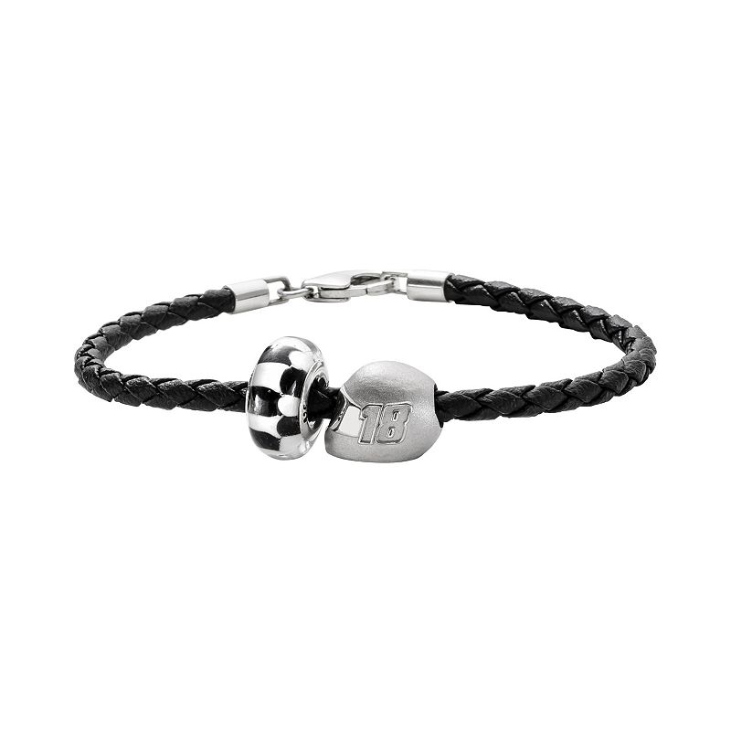 Insignia Collection NASCAR Kyle Busch Leather Bracelet & Sterling Silver 