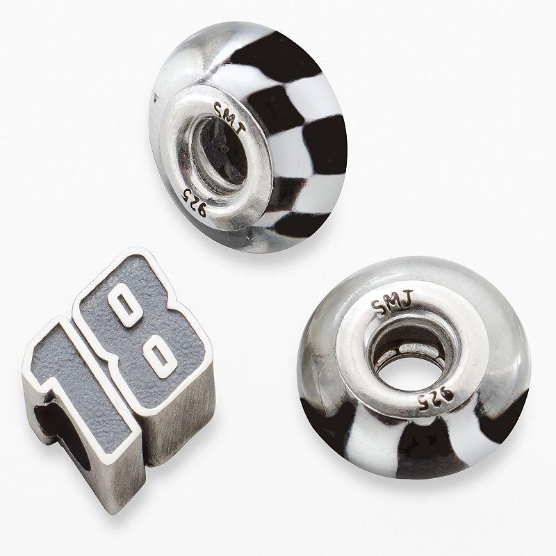 Insignia Collection NASCAR Kyle Busch Sterling Silver 18 and Checkered Flag