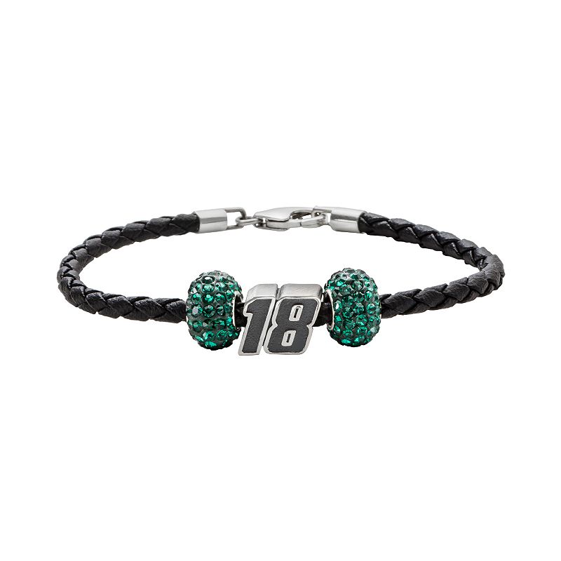 Insignia Collection NASCAR Kyle Busch Leather Bracelet & Sterling Silver C - 94601261 - Jewelry Sparkling green crystal-encrusted beads and an 18  sku 94601261