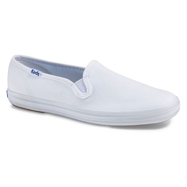 White ked shop slip ons