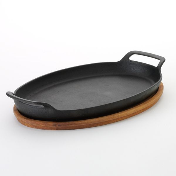 4 Piece Pre-seasoned Cast Iron Fajita Skillets and Steak Sizzle