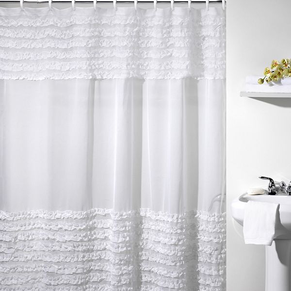 Creative Bath Ruffles Fabric Shower Curtain, Ruffle Fabric Shower Curtain