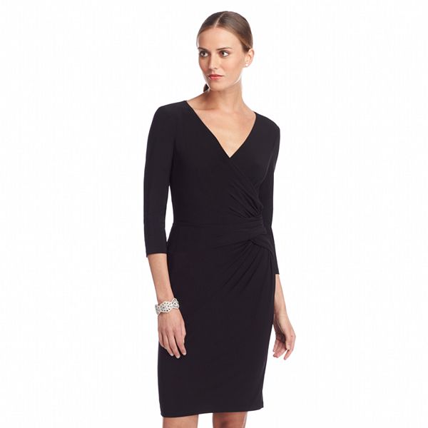 Chaps Surplice Ruched Dress - Women's