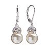 Silver Tone Simulated Pearl and Simulated Crystal Drop Earrings