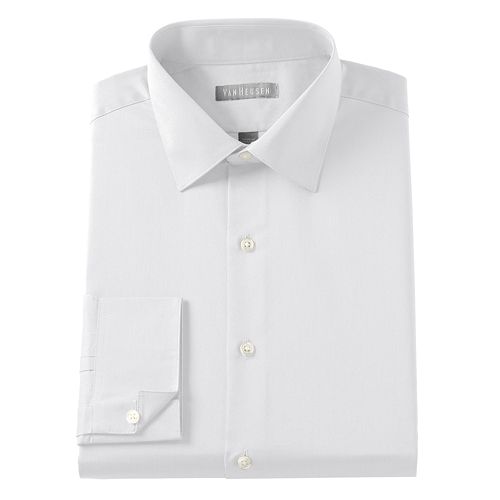 Van Heusen Fitted Solid Stretch Wrinkle-Free Spread-Collar Dress Shirt ...