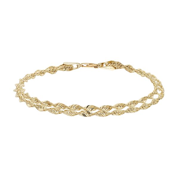 Double Bone Black Nylon Yellow Gold Plated Lock Bracelet