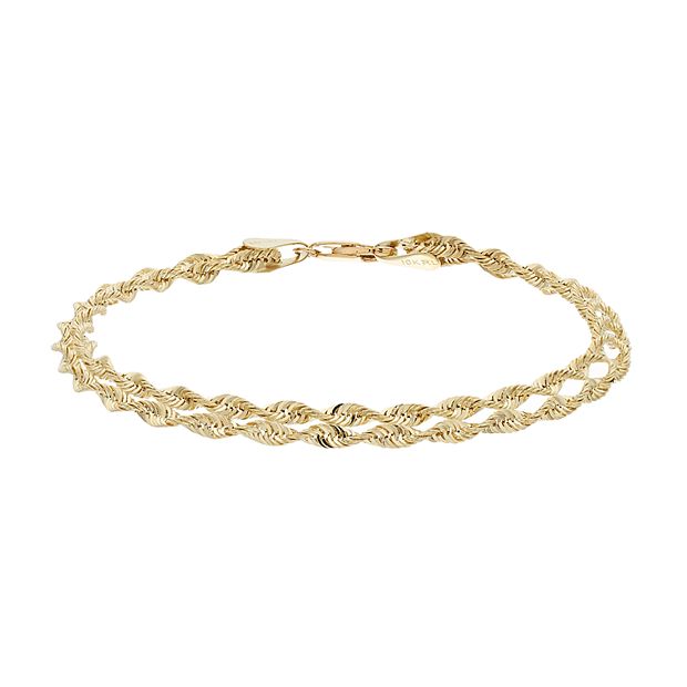 Everlasting Gold 10k Gold Double Rope Chain Bracelet - 7.5-in.