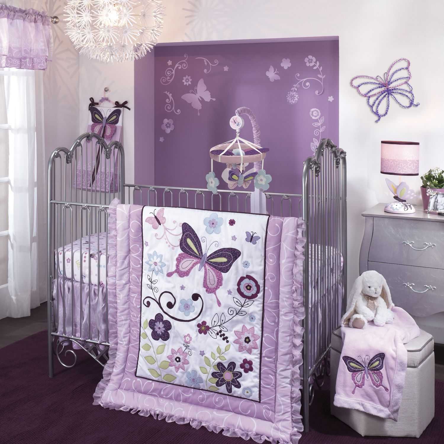 purple crib set