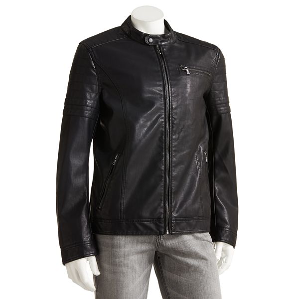 Rock & Republic® Faux-Leather Ribbed Moto Jacket - Men