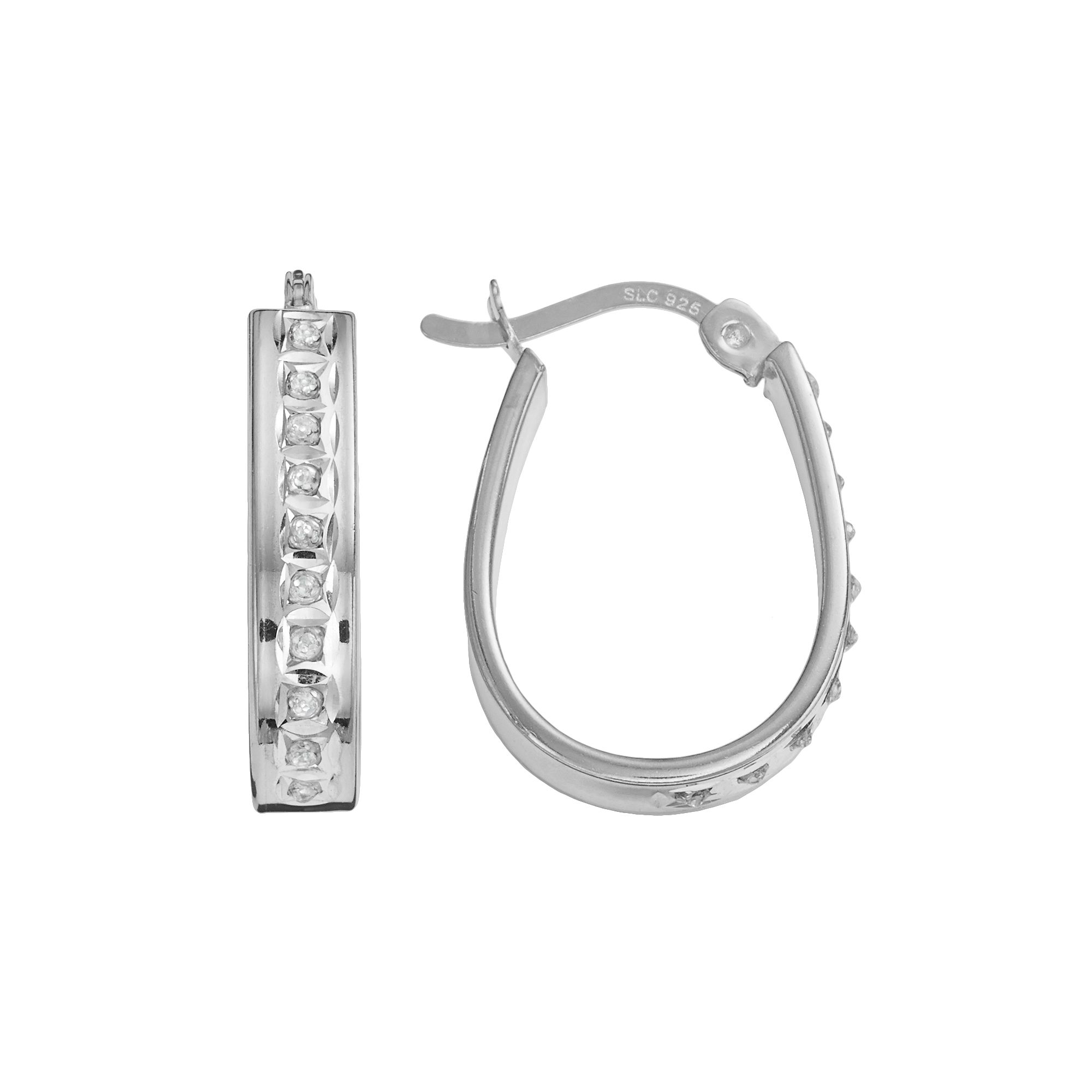 Diamond Mystique Platinum Over Silver Diamond Accent Pear Hoop Earrings, Wo