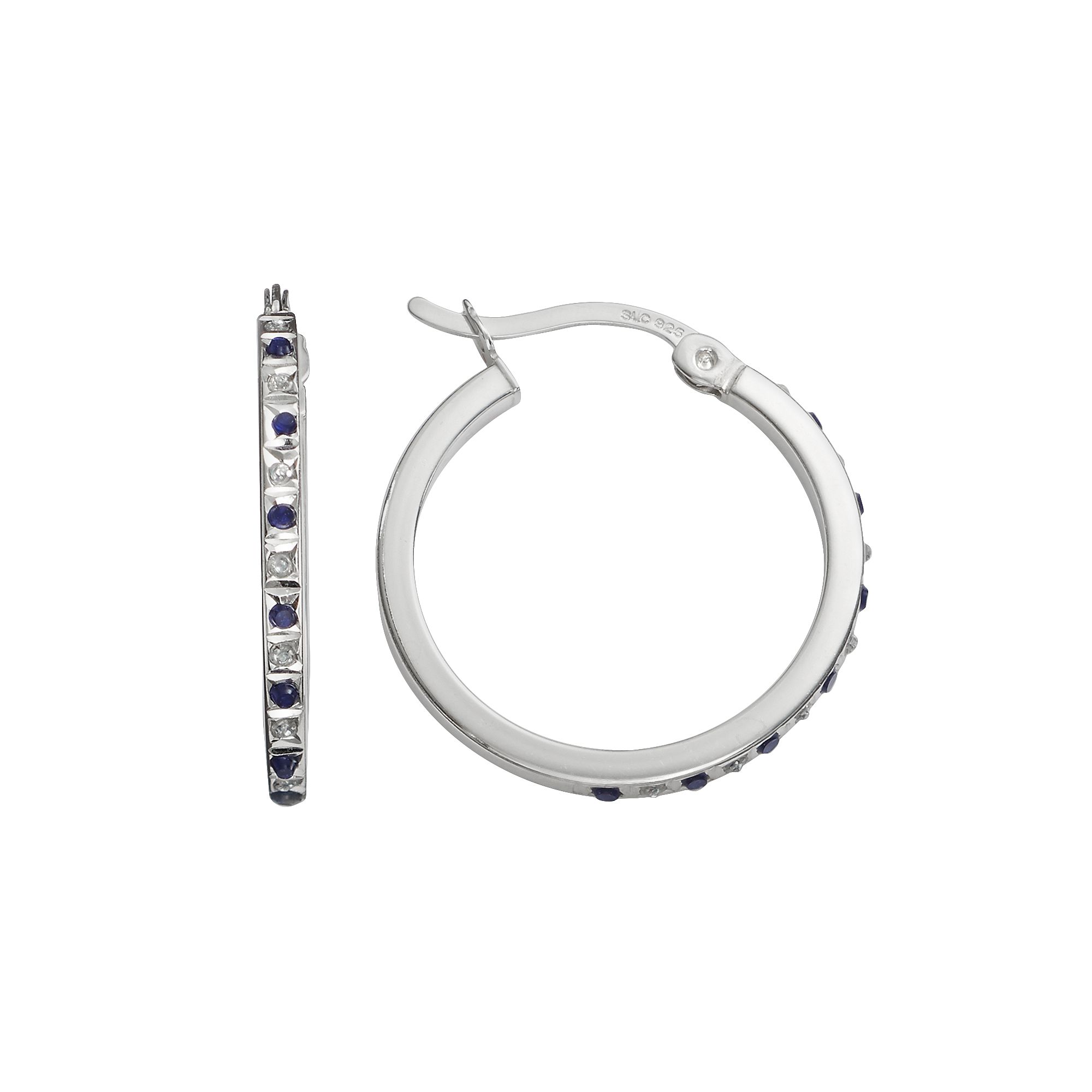 Diamond Mystique Platinum Over Silver Sapphire & Diamond Accent Hoop Earrin