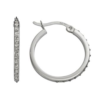 Diamond Mystique Platinum Over Silver Diamond Accent Hoop Earrings