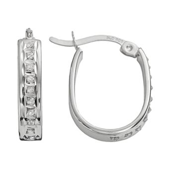 Diamond Mystique Platinum Over Silver Diamond Accent U-Hoop Earrings