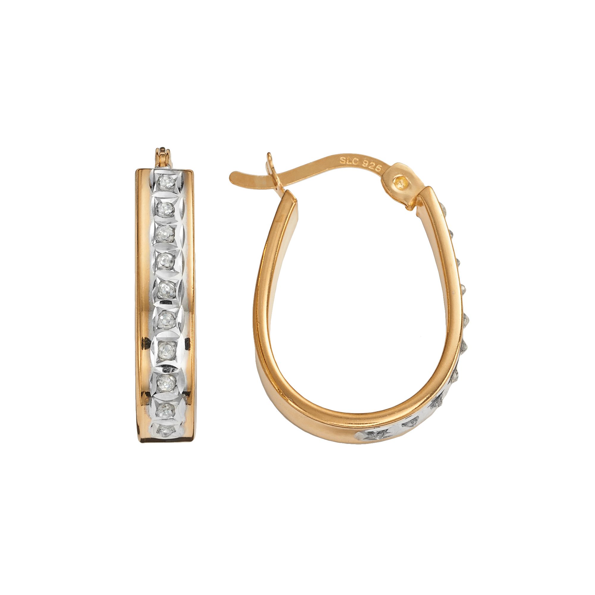 Diamond Mystique 18k Gold Over Silver Diamond Accent Pear Hoop Earrings, Wo
