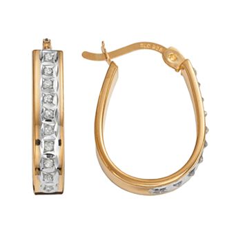 Diamond Mystique 18k Gold Over Silver Diamond Accent Pear Hoop Earrings