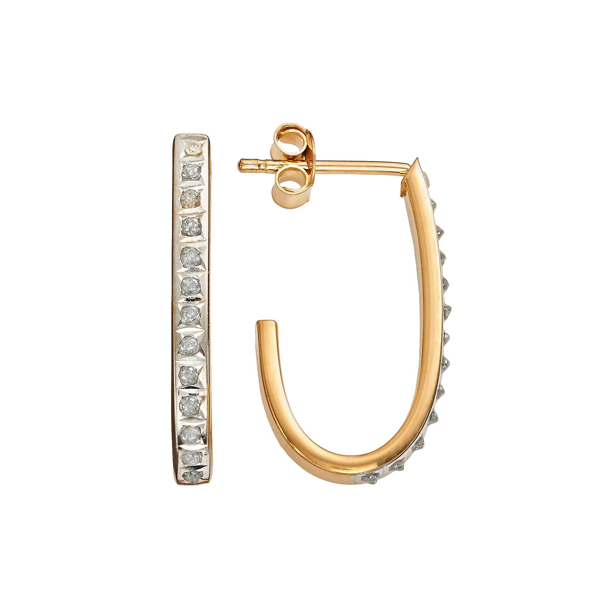 Diamond Mystique 18k Gold Over Silver Diamond Accent J-Hoop Earrings, Women