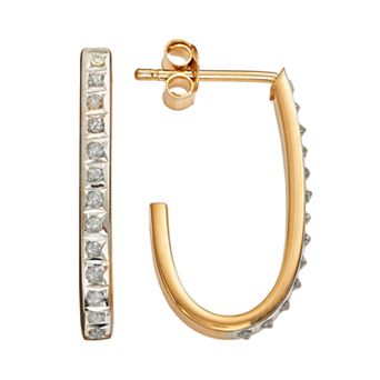 Diamond Mystique 18k Gold Over Silver Diamond Accent J-Hoop Earrings