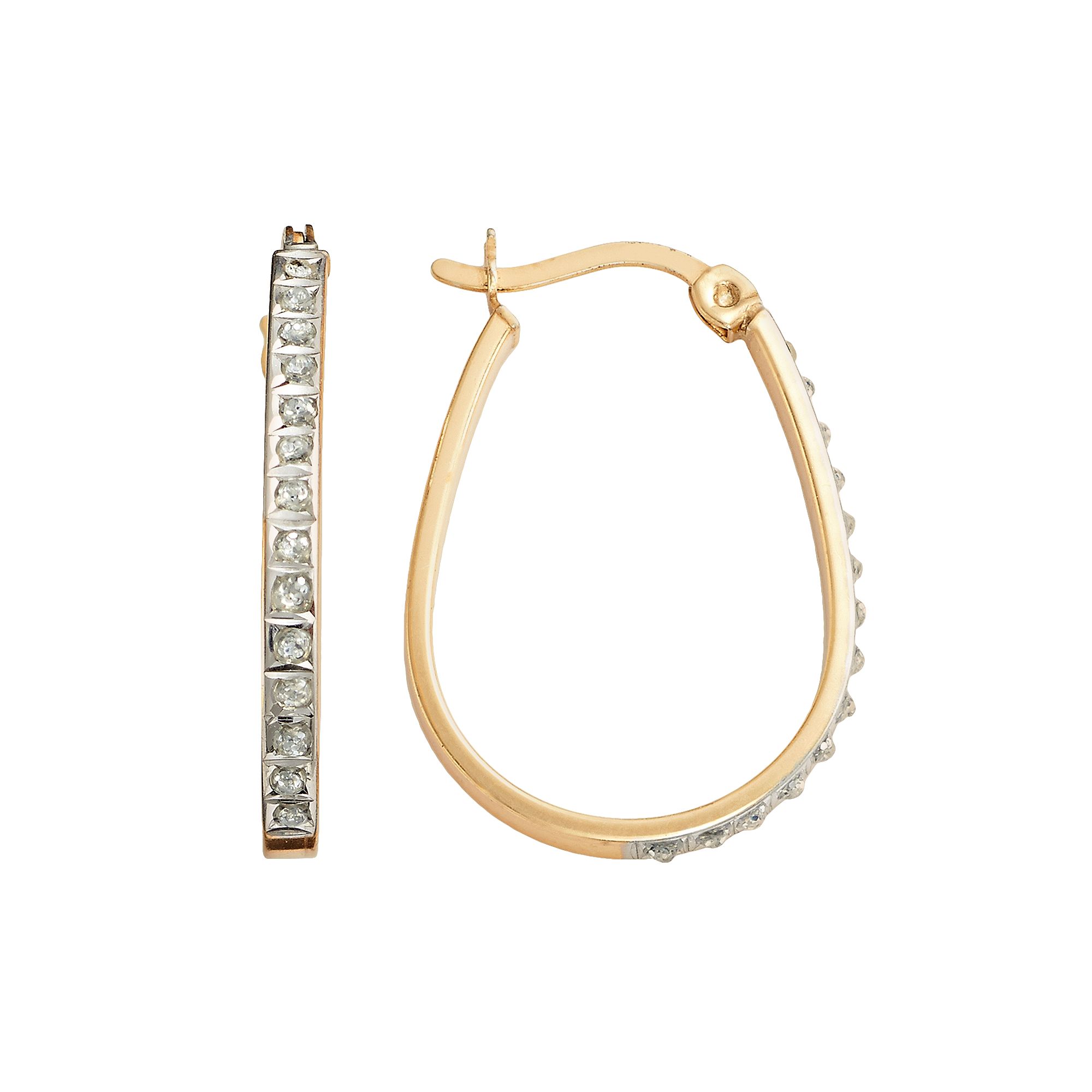 Diamond Mystique 18k Gold Over Silver Diamond Accent Pear Hoop Earrings, Wo