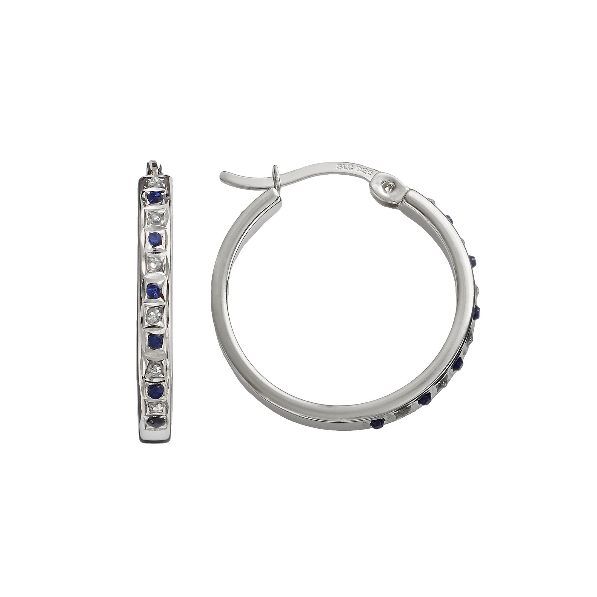 Diamond Mystique Platinum Over Silver Sapphire & Diamond Accent Hoop Earrin