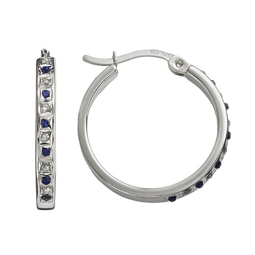 Diamond Mystique Platinum Over Silver Sapphire & Diamond Accent Hoop