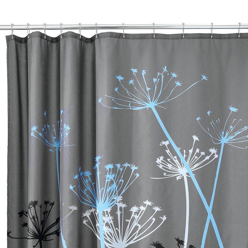 InterDesign 37221 Gray & Blue Thistle Shower Curtain