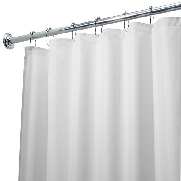 White 54"x78" Water Resistant Fabric Shower Curtain with Weighted Bottom 