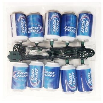 Kurt Adler 10-Light Bud Light Beer Can Christmas Light Set