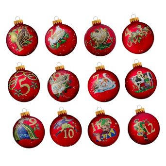 Kurt S. Adler 12 pc Twelve Days of Christmas Glass Ornament Set